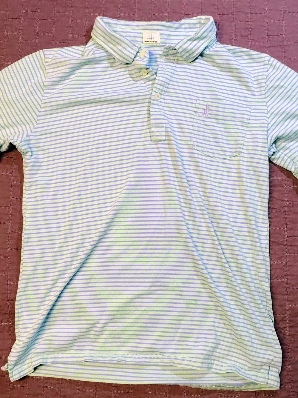 johnnie-O Boys Hangin' Out Striped Polo Shirt Size 16 Purple Surfer